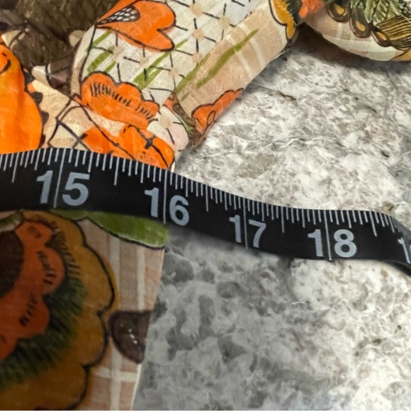 Vintage 70s Orange & Brown Floral Ruffle Neck Maxi Dress Approx Women XS - Picture 12 of 16